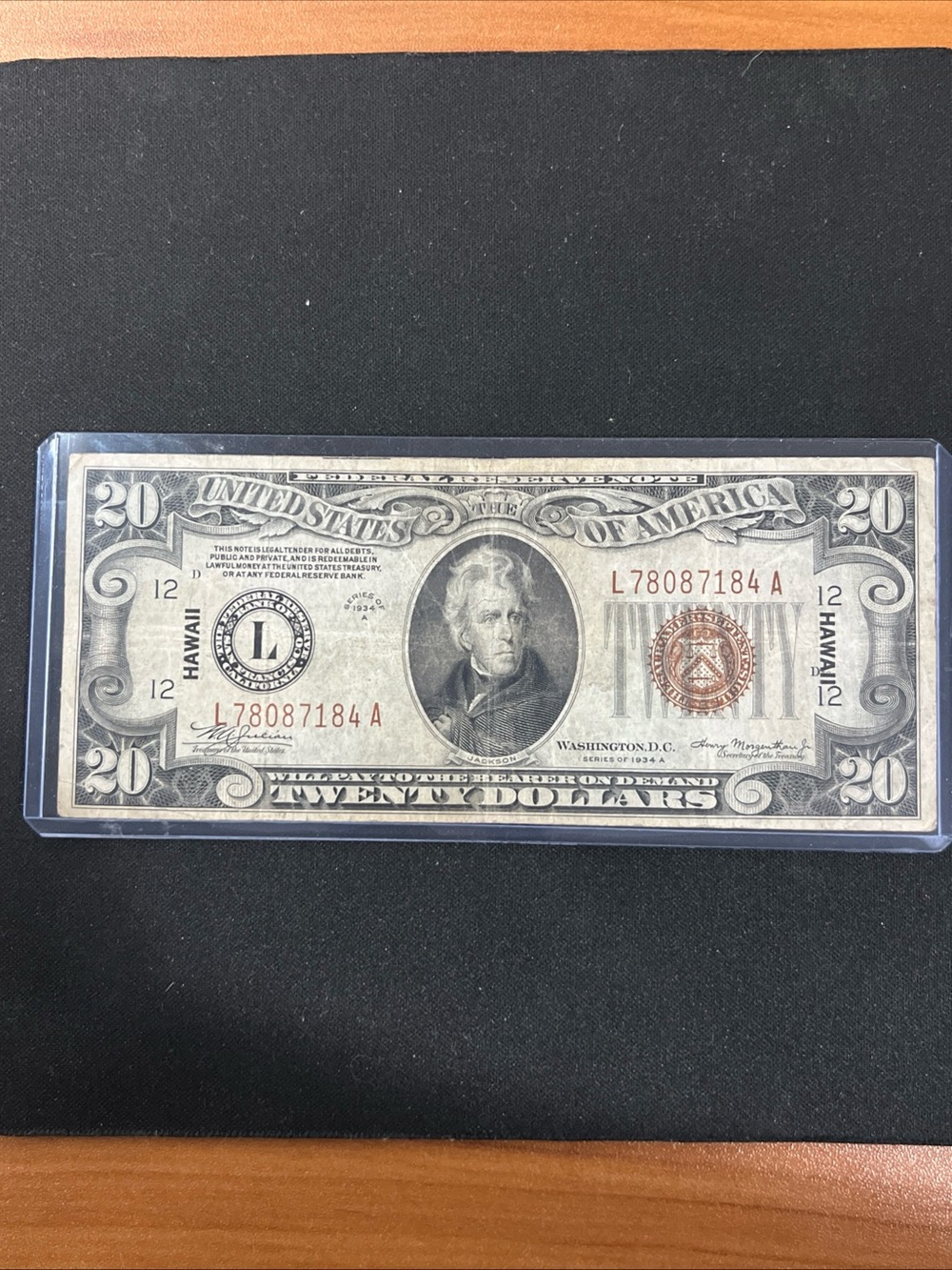 1934A $20 Dollar Hawaii Overprint WWII Federal Reserve Emergency Issue Banknote